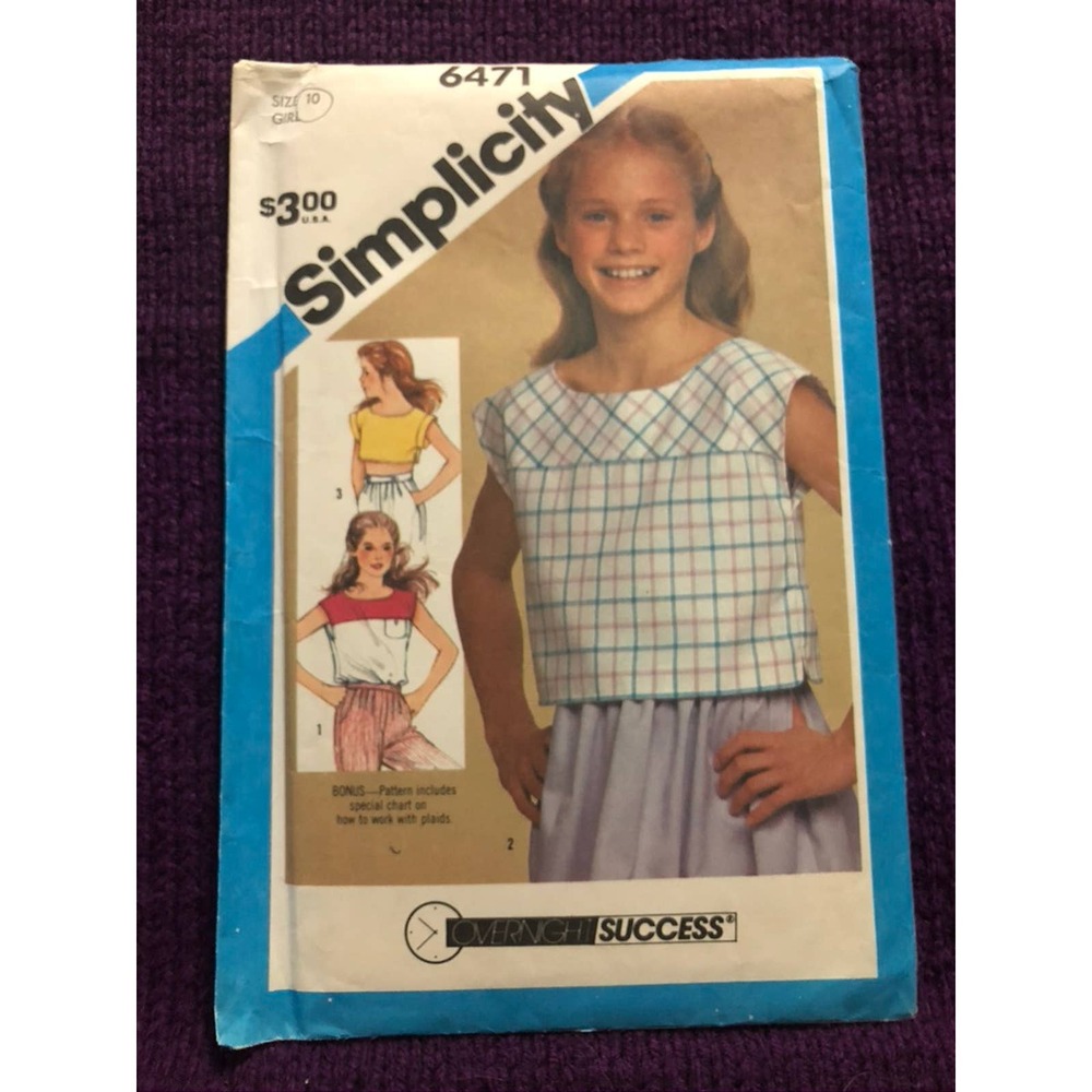Simplicity Pattern 6471 girls tank top sz 10